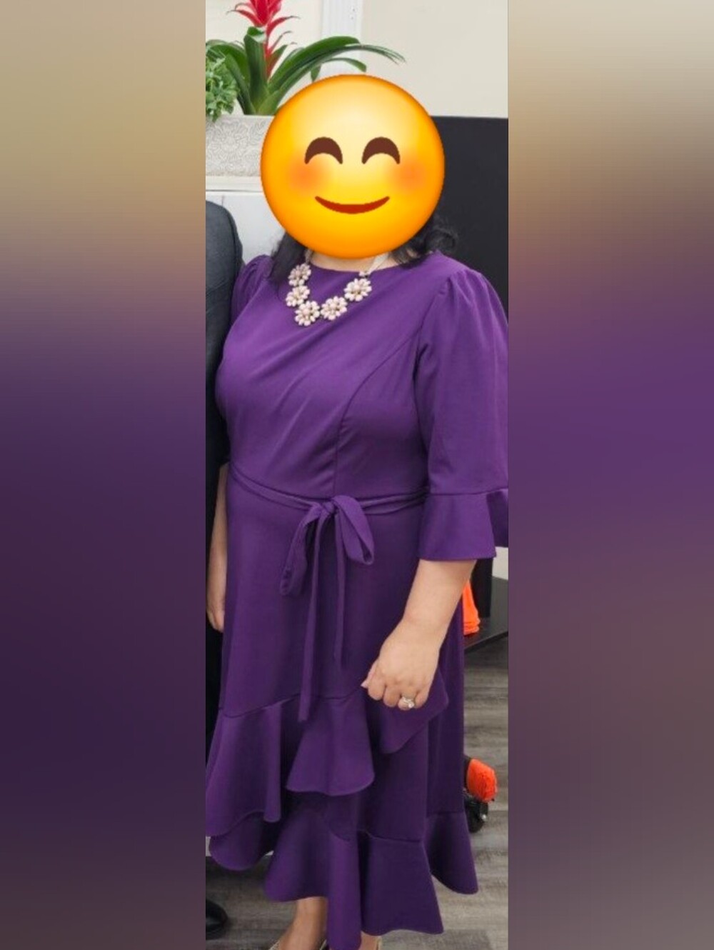 Maison Tara Amethyst Ruffle Sleeve Dress (Faux Wrap Dress) - Picture 2 of 2